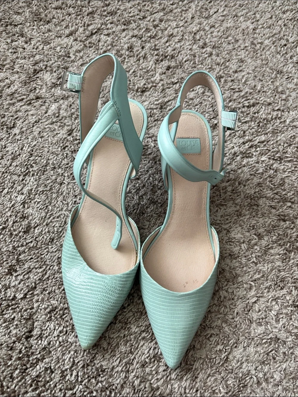 Louise et Cie Mint Green Pointed Slingback Pumps